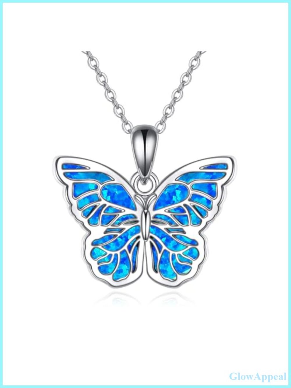 Sterling Silver Butterfly Pendant Necklace with Abalone Shell
